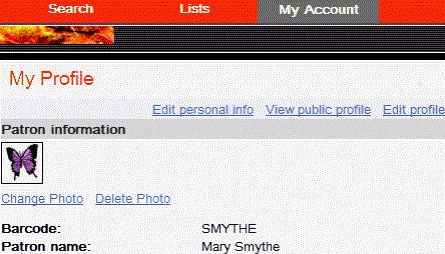 Edit public profile screen